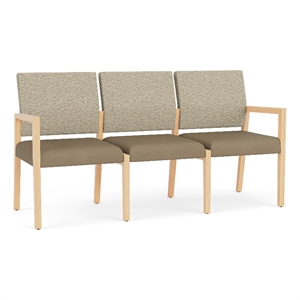 Lesro Brooklyn Waiting Reception 3 Seat Tandem Seating No Center Arms in Brown