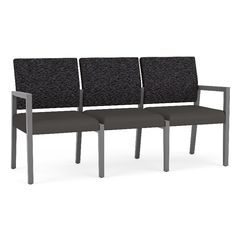 Lesro Brooklyn Waiting Reception 3 Seat Tandem Seating No Center Arms in Gray