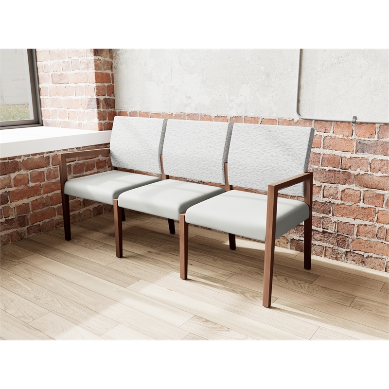 Lesro Brooklyn Waiting Reception 3 Seat Tandem Seating No Center Arms in Gray