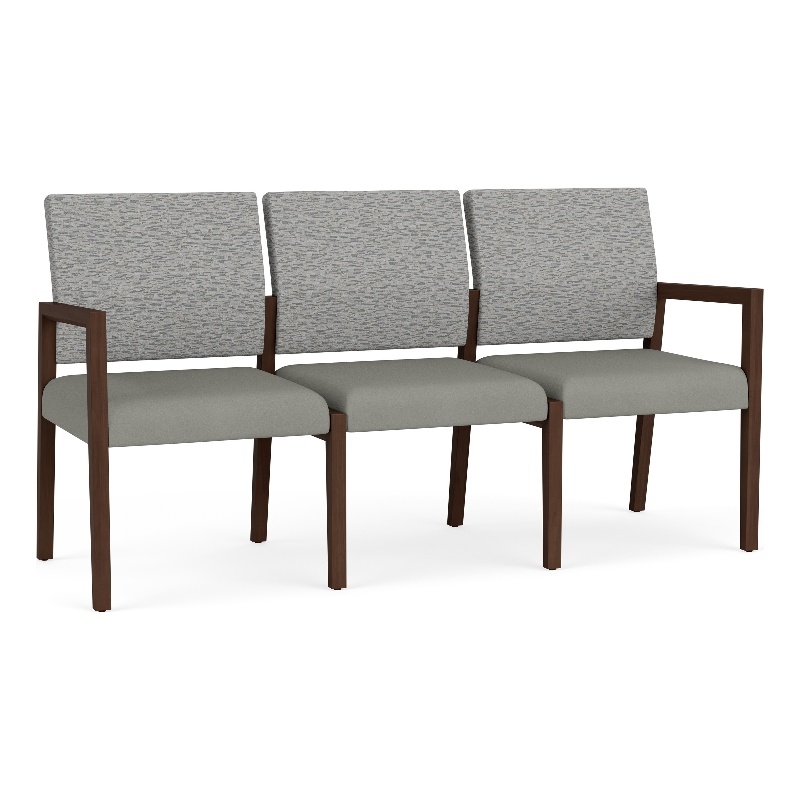 Lesro Brooklyn Waiting Reception 3 Seat Tandem Seating No Center Arms in Gray