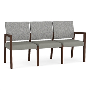 Lesro Brooklyn Waiting Reception 3 Seat Tandem Seating No Center Arms in Gray