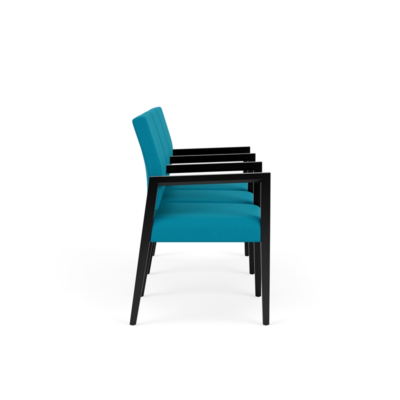 Lesro Brooklyn Waiting Reception 3 Seat Tandem Seating Wood Frame in Teal