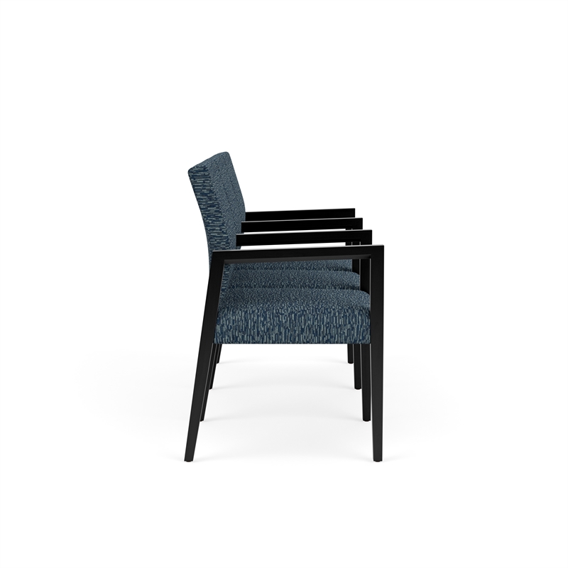 Lesro Brooklyn Waiting Reception 3 Seat Tandem Seating Wood Frame in Blue