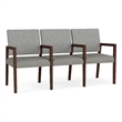 Lesro Brooklyn Waiting Reception 3 Seat Tandem Seating Wood Frame in Gray
