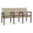 Lesro Brooklyn Waiting Reception 3 Seat Tandem Seating Wood Frame in Brown