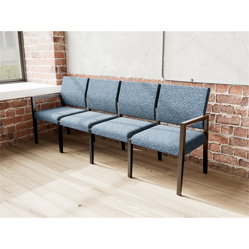 Lesro Brooklyn Waiting Reception 4 Seat Tandem Seating No Center Arms in Blue