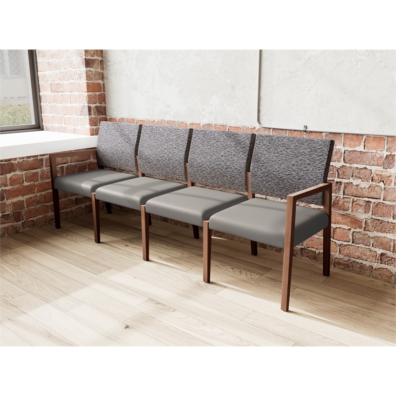 Lesro Brooklyn Waiting Reception 4 Seat Tandem Seating No Center Arms in Gray