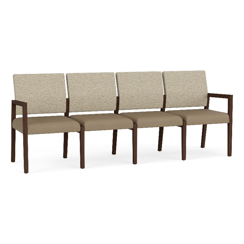 Lesro Brooklyn Waiting Reception 4 Seat Tandem Seating No Center Arms in Brown