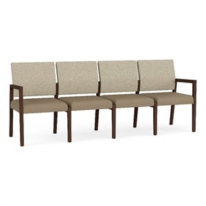 Lesro Brooklyn Waiting Reception 4 Seat Tandem Seating No Center Arms in Brown