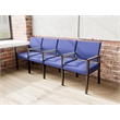 Lesro Brooklyn Waiting Reception 4 Seat Tandem Seating Wood Frame in Blue