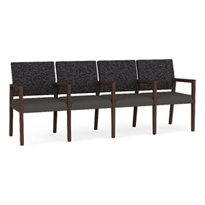 Lesro Brooklyn Waiting Reception 4 Seat Tandem Seating Wood Frame in Gray