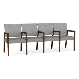 Lesro Brooklyn Waiting Reception 4 Seat Tandem Seating Wood Frame in Gray