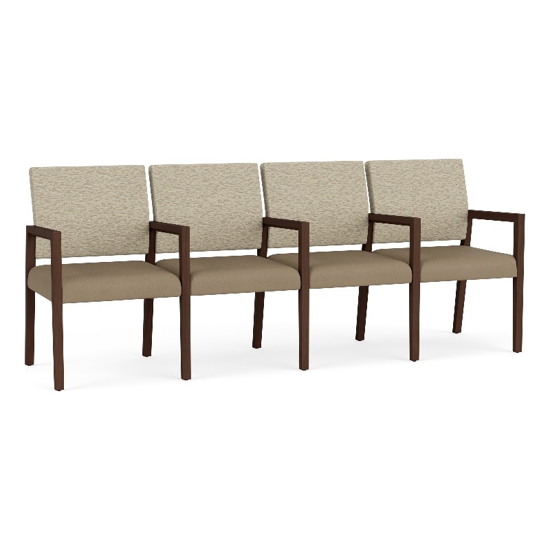 Lesro Brooklyn Waiting Reception 4 Seat Tandem Seating Wood Frame in Brown