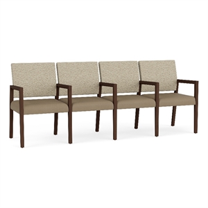 Lesro Brooklyn Waiting Reception 4 Seat Tandem Seating Wood Frame in Brown