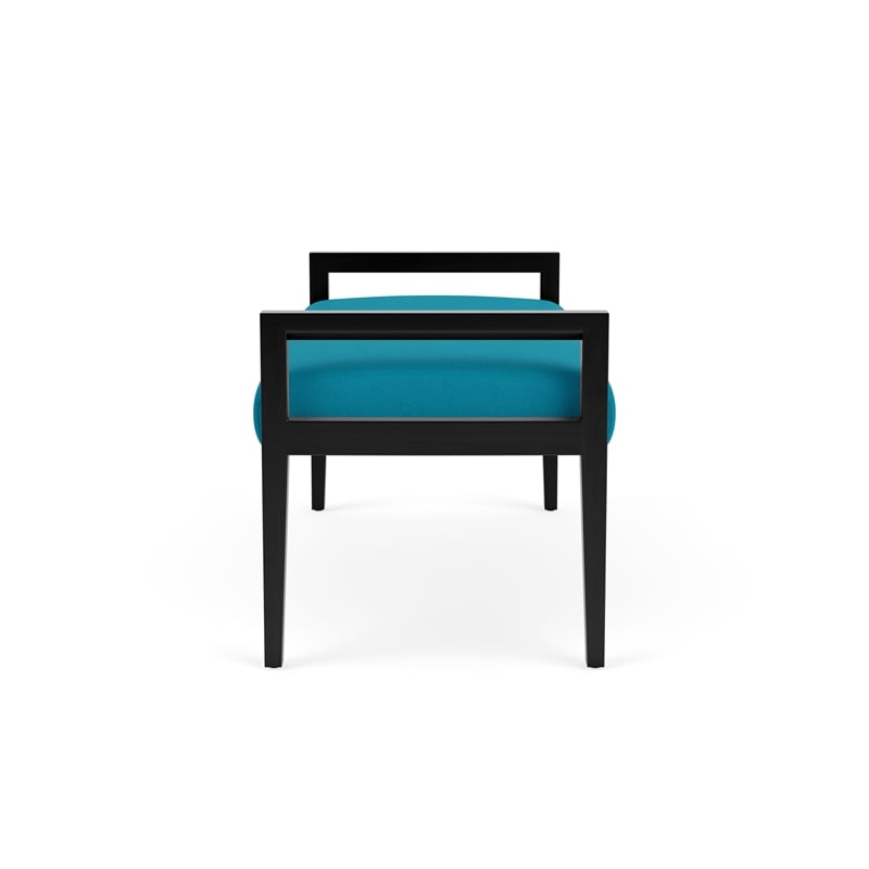 Lesro Brooklyn Waiting Reception 2 Seat Bench Wood Frame in Teal