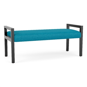 Lesro Brooklyn Waiting Reception 2 Seat Bench Wood Frame in Teal
