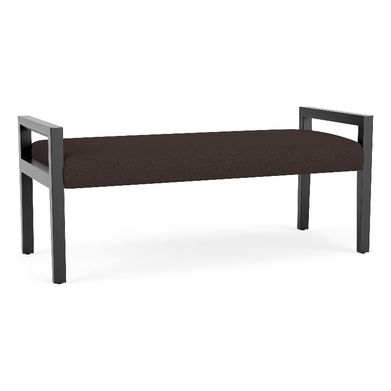 Lesro Brooklyn Waiting Reception 2 Seat Bench Wood Frame in Brown