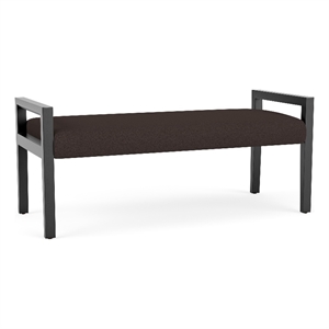 Lesro Brooklyn Waiting Reception 2 Seat Bench Wood Frame in Brown