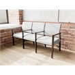 Lesro Brooklyn Waiting Reception 3 Seat Tandem Seating Wood Frame in Gray