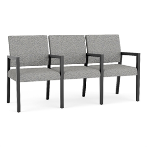 Lesro Brooklyn Waiting Reception 3 Seat Tandem Seating Wood Frame in Gray