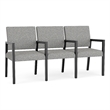 Lesro Brooklyn Waiting Reception 3 Seat Tandem Seating Wood Frame in Gray