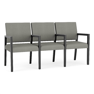 Lesro Brooklyn Waiting Reception 3 Seat Tandem Seating Wood Frame in Gray