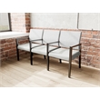 Lesro Brooklyn Waiting Reception 3 Seat Tandem Seating Wood Frame in Gray