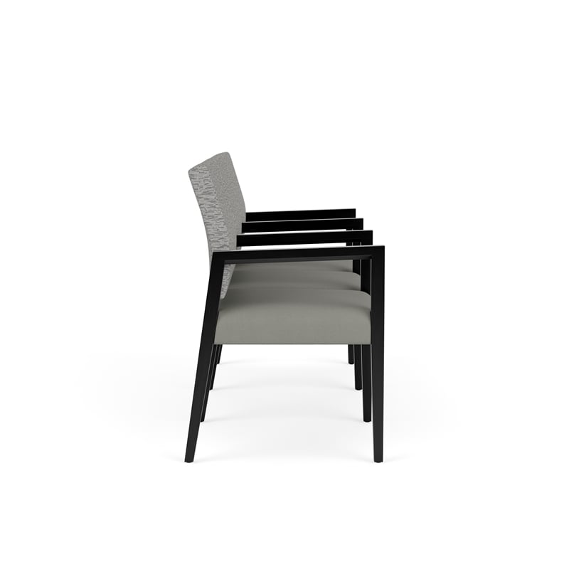 Lesro Brooklyn Waiting Reception 3 Seat Tandem Seating Wood Frame in Gray