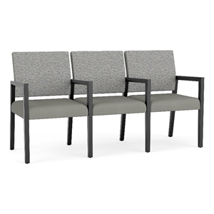 Lesro Brooklyn Waiting Reception 3 Seat Tandem Seating Wood Frame in Gray