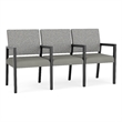 Lesro Brooklyn Waiting Reception 3 Seat Tandem Seating Wood Frame in Gray