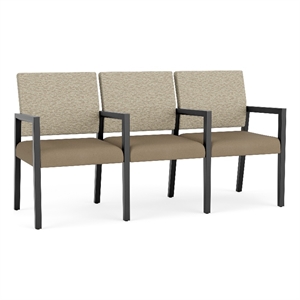 Lesro Brooklyn Waiting Reception 3 Seat Tandem Seating Wood Frame in Brown