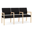 Lesro Brooklyn Waiting Reception 3 Seat Tandem Seating Wood Frame in Black