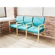 Lesro Brooklyn Waiting Reception 3 Seat Tandem Seating Wood Frame in Teal