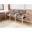 Lesro Brooklyn Waiting Reception 3 Seat Tandem Seating Wood Frame in Brown