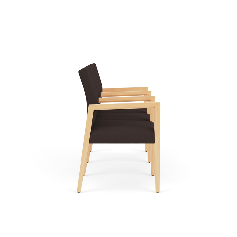 Lesro Brooklyn Waiting Reception 3 Seat Tandem Seating Wood Frame in Brown