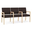 Lesro Brooklyn Waiting Reception 3 Seat Tandem Seating Wood Frame in Brown