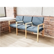 Lesro Brooklyn Waiting Reception 3 Seat Tandem Seating Wood Frame in Blue