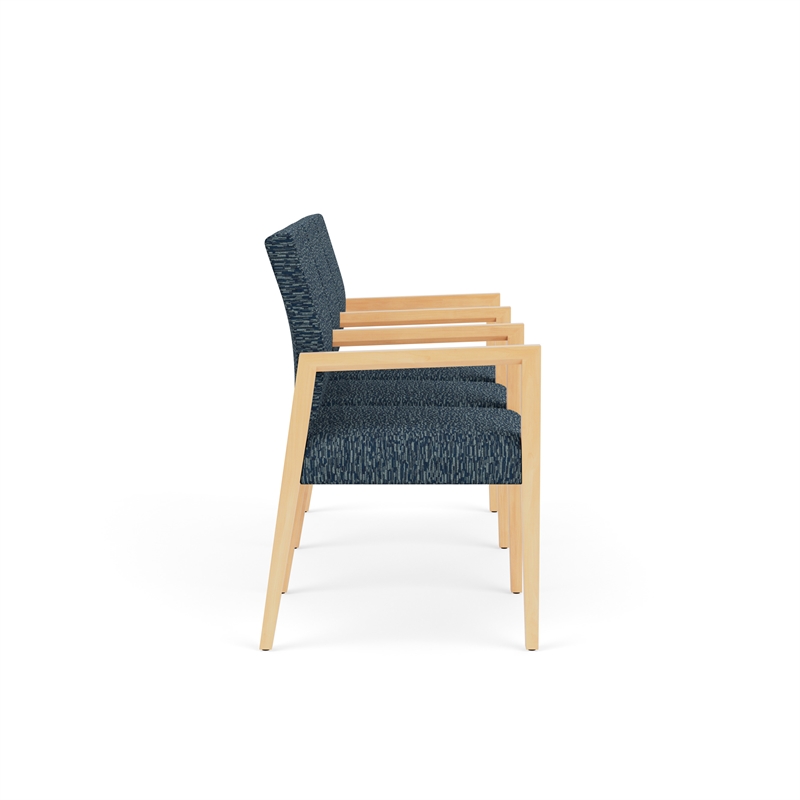 Lesro Brooklyn Waiting Reception 3 Seat Tandem Seating Wood Frame in Blue