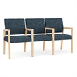 Lesro Brooklyn Waiting Reception 3 Seat Tandem Seating Wood Frame in Blue