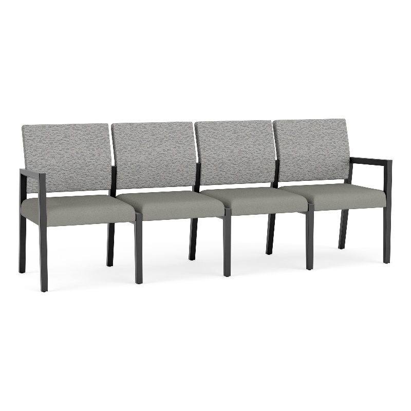 Lesro Brooklyn Waiting Reception 4 Seat Tandem Seating No Center Arms in Gray
