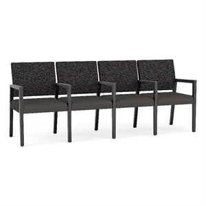 Lesro Brooklyn Waiting Reception 4 Seat Tandem Seating Wood Frame in Gray