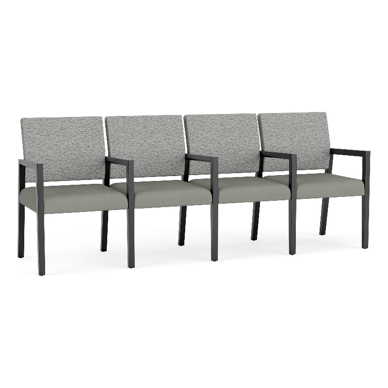 Lesro Brooklyn Waiting Reception 4 Seat Tandem Seating Wood Frame in Gray