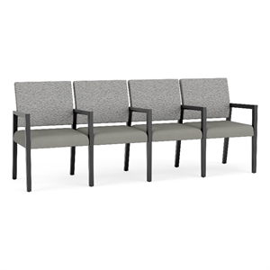 Lesro Brooklyn Waiting Reception 4 Seat Tandem Seating Wood Frame in Gray