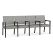 Lesro Brooklyn Waiting Reception 4 Seat Tandem Seating Wood Frame in Gray