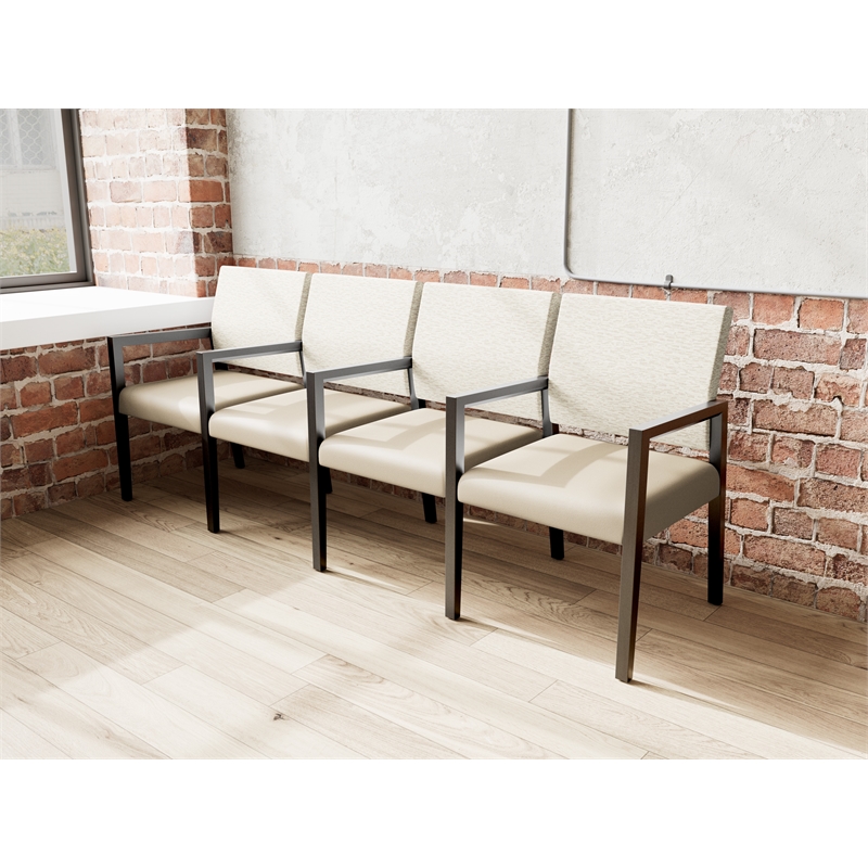 Lesro Brooklyn Waiting Reception 4 Seat Tandem Seating Wood Frame in Brown