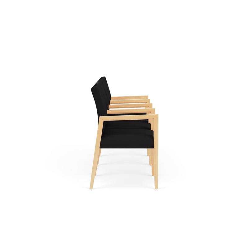 Lesro Brooklyn Waiting Reception 4 Seat Tandem Seating Wood Frame in Black