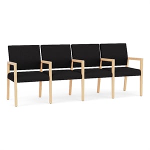 Lesro Brooklyn Waiting Reception 4 Seat Tandem Seating Wood Frame in Black