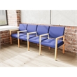 Lesro Brooklyn Waiting Reception 4 Seat Tandem Seating Wood Frame in Blue