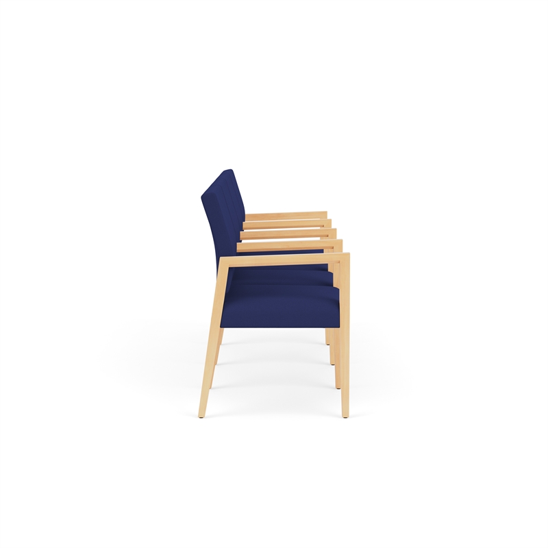 Lesro Brooklyn Waiting Reception 4 Seat Tandem Seating Wood Frame in Blue