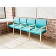 Lesro Brooklyn Waiting Reception 4 Seat Tandem Seating Wood Frame in Teal